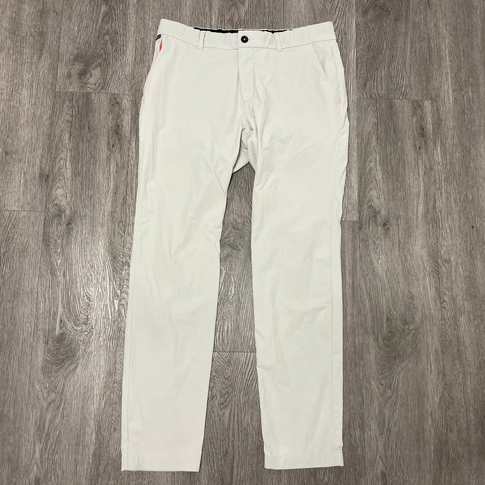 KJUS Iver Pants Mens 33x31  Stone Grey Tailored Fit Technical Golf Trousers